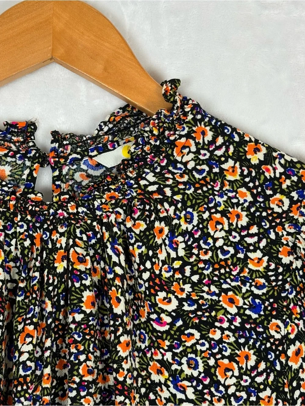 Boden Smocked Detail Printed Floral Top Blouse Eden Bloom US Size 14 Cottage